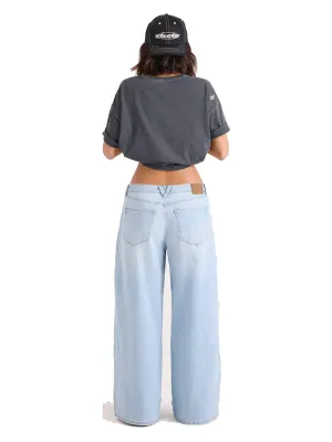 Volcom Women's Stoned Boyfriend Lowrise Jeans in Whtlblue, alternate view 1