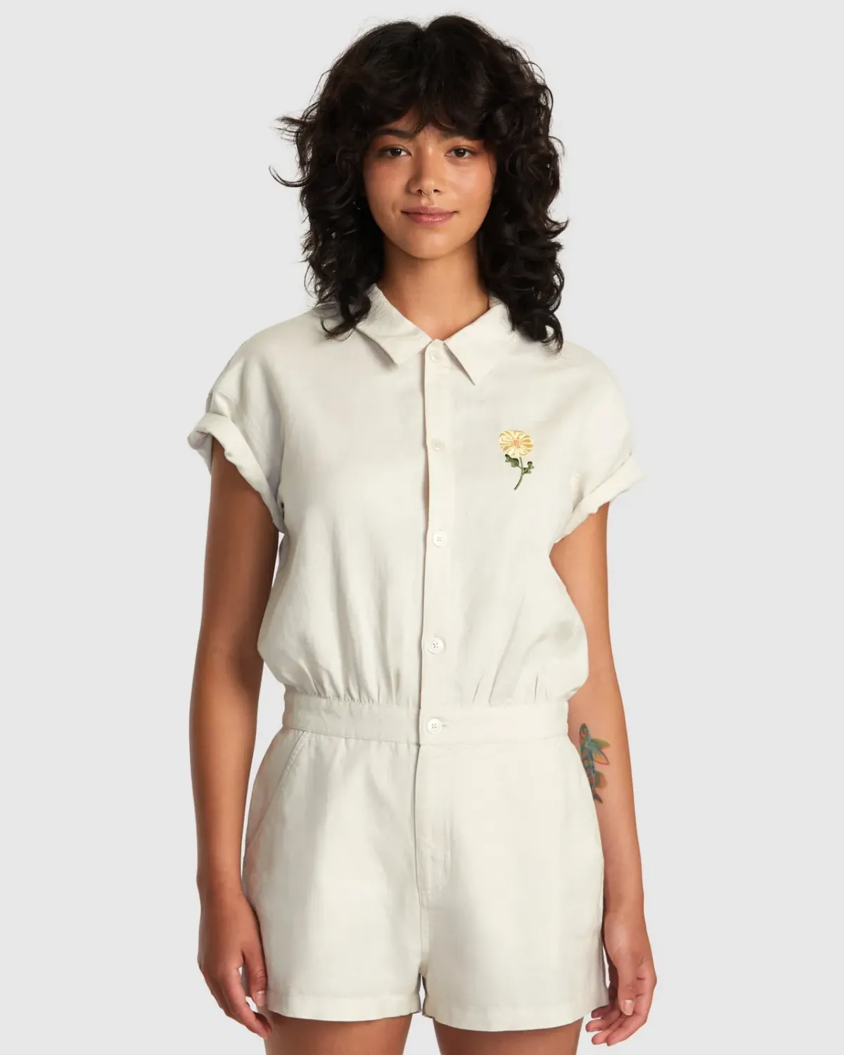 RVCA Women's Maya Romper, Color: Latte, Size: M