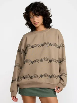 RVCA Women's ANP Spanky Boyfriend Crew Sweatshirt in Desert Taupe, main view