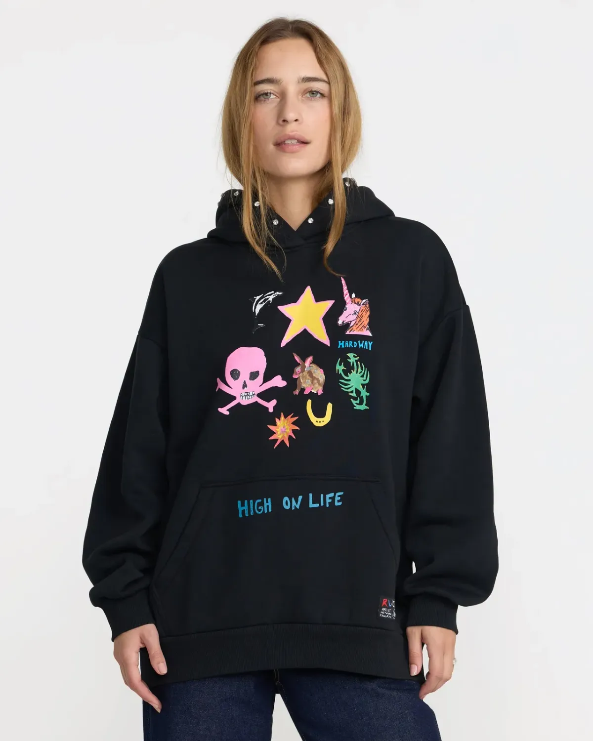 RVCA Women's Dani Miller Oversized Hoodie, Color: Rvca Black, Size: XS