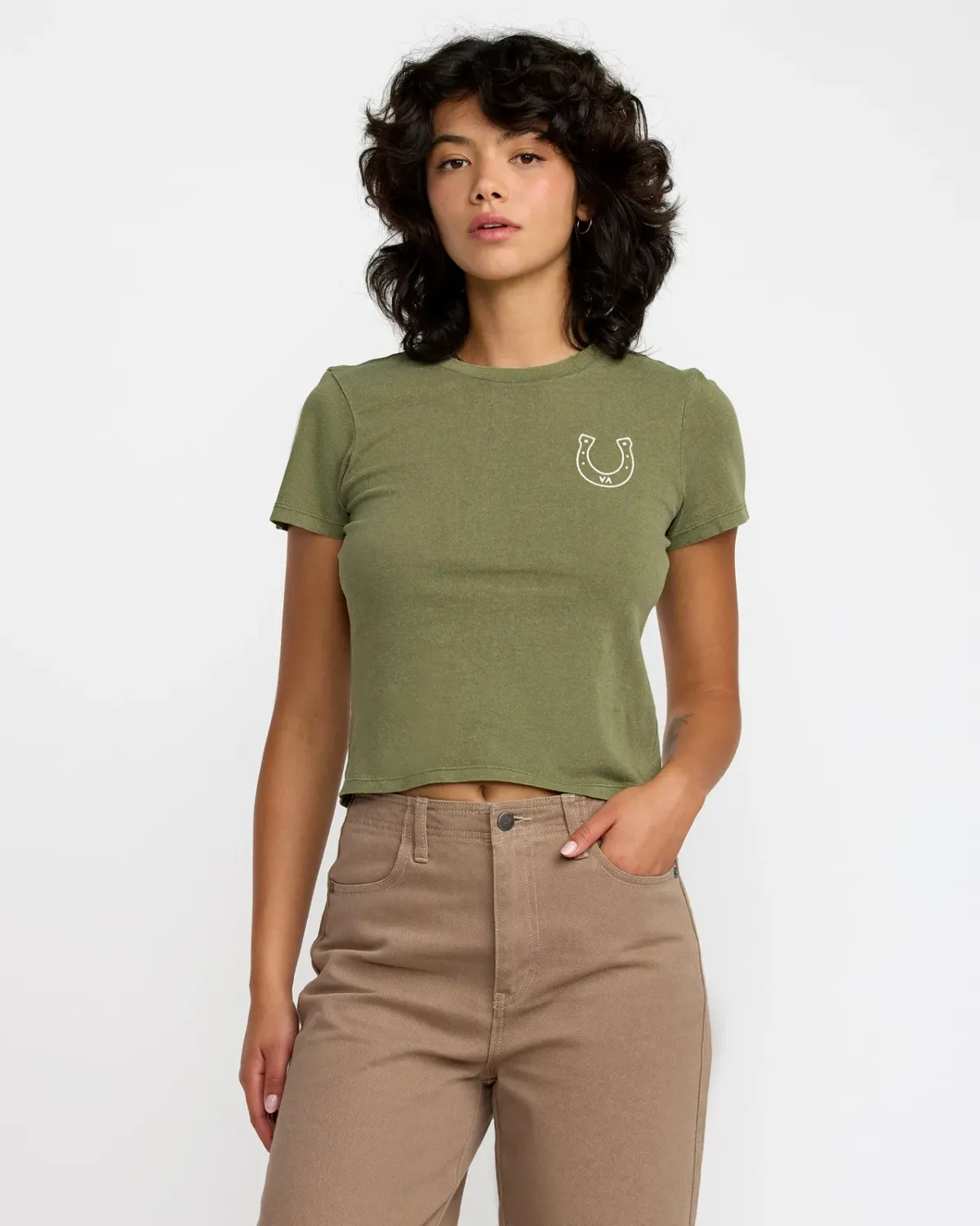 RVCA Women's 411 Tee, Color: Cypress Green, Size: S