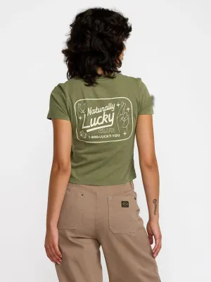 RVCA Women's 411 Tee in Cypress Green, alternate view 1