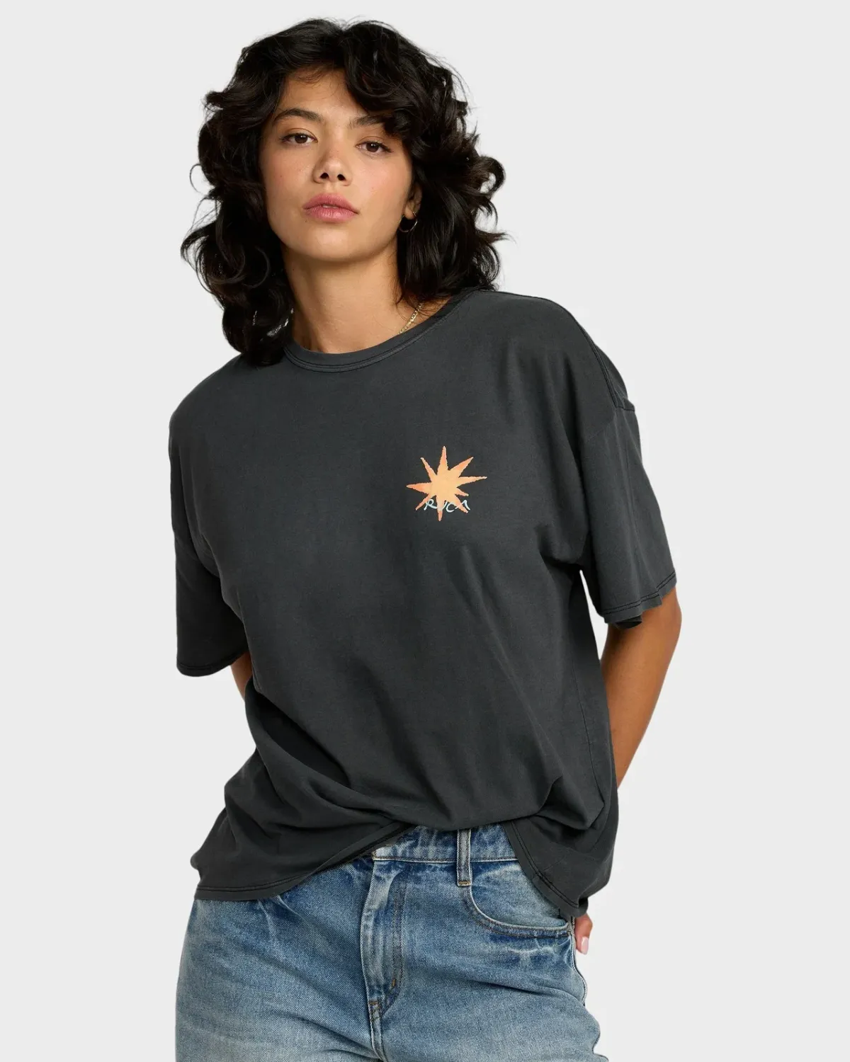 RVCA Women's Baggie Tee II, Color: Washed Black, Size: M