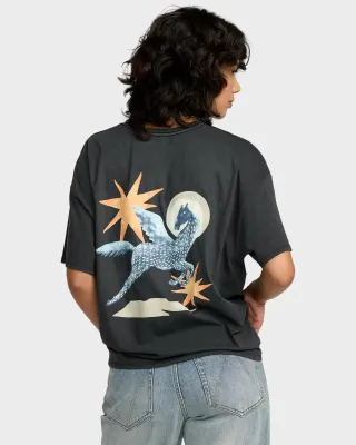 RVCA Women's Baggie Tee II in Washed Black, alternate view 1