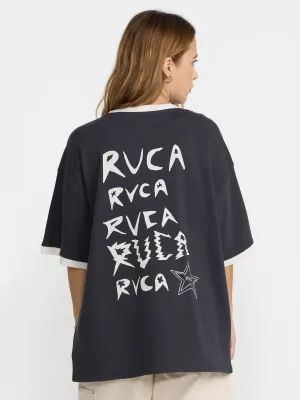 RVCA Women's Dani Miller Oversized Ringer Tee in Washed Black, alternate view 1