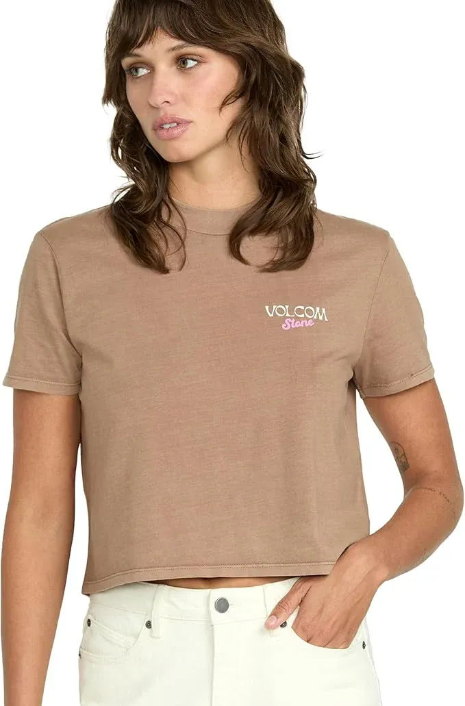 Volcom Women's Burnout Boyfriend Tee, Color: Pale Khaki, Size: S