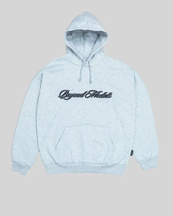 Beyond Medals Script Hoodie, Color: Grey Melange, Size: S