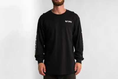 Autumn Men's Grif Quiver Long Sleeve Tee in Black, front view