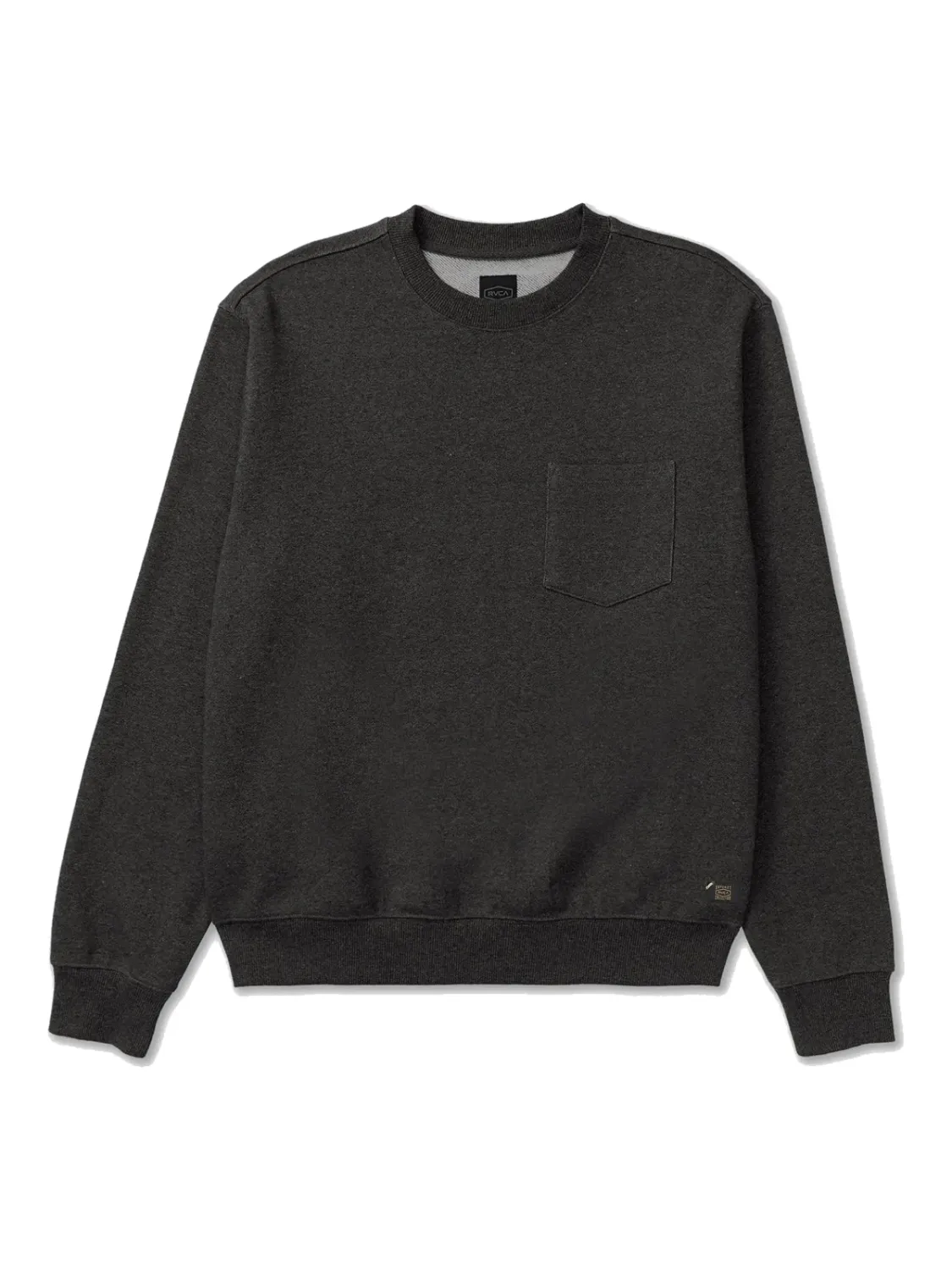 RVCA Men's Dayshift Pocket Crew Sweatshirt, Color: Heather Black, Size: M