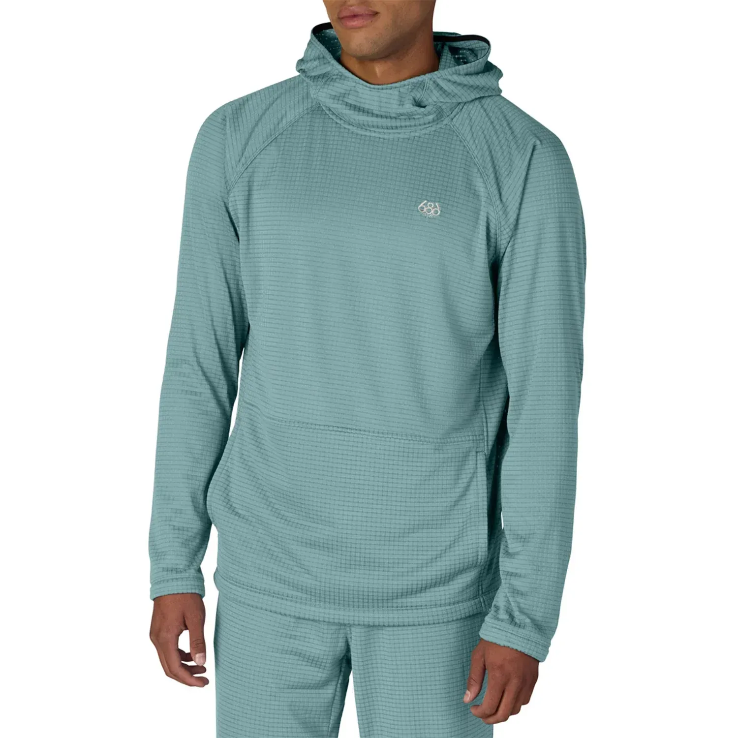 686 Men's Mission Grid Raglan Hoody, Color: Pale Firn, Size: M