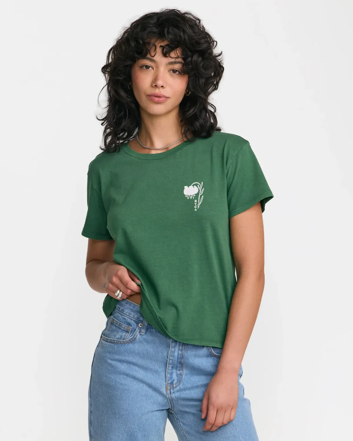 RVCA Women's Hang In There Relaxed Tee, Color: Evergreen, Size: S