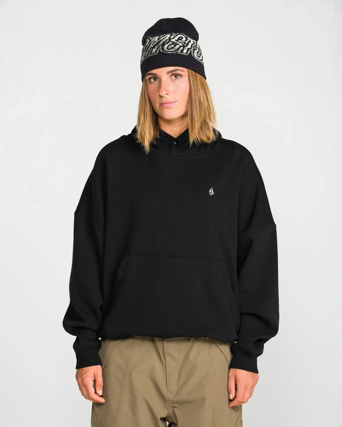 Volcom Women's Yourfav Baggy Pullover Hoodie, Color: Black, Size: XS