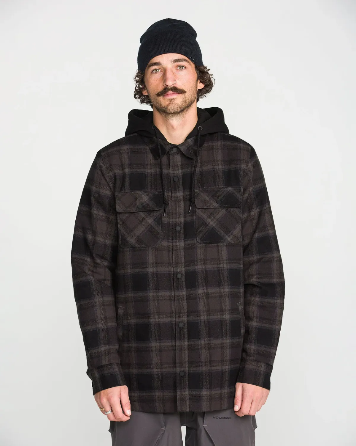 Volcom Men's Enson Insulated Riding Flannel, Color: Black, Size: S