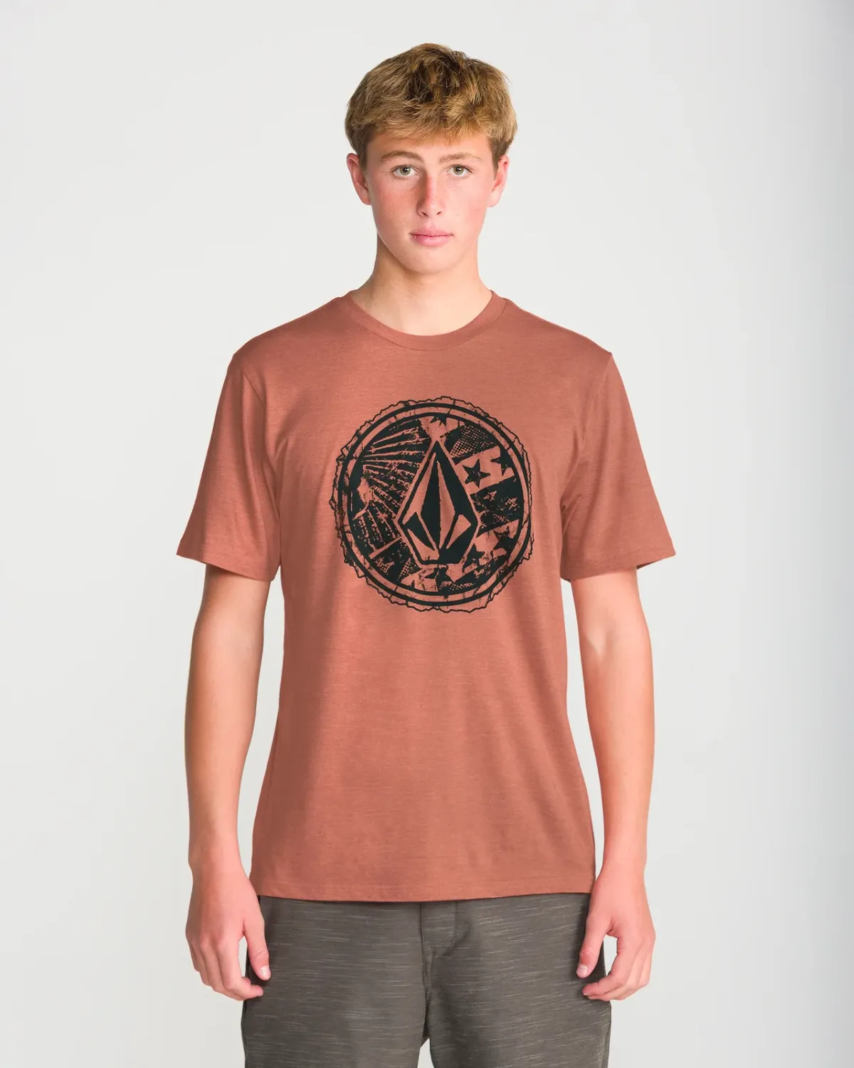 Volcom Men's Core Stone Short Sleeve Tee, Color: Rust, Size: M