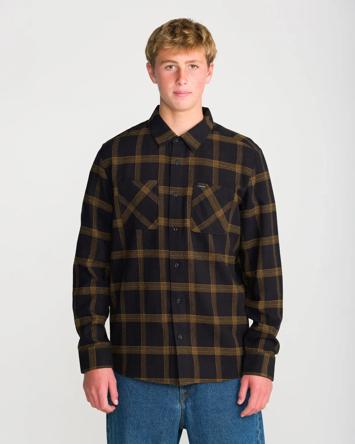 Volcom Men's Netastone Long Sleeve Shirt, Color: Antique Black, Size: M
