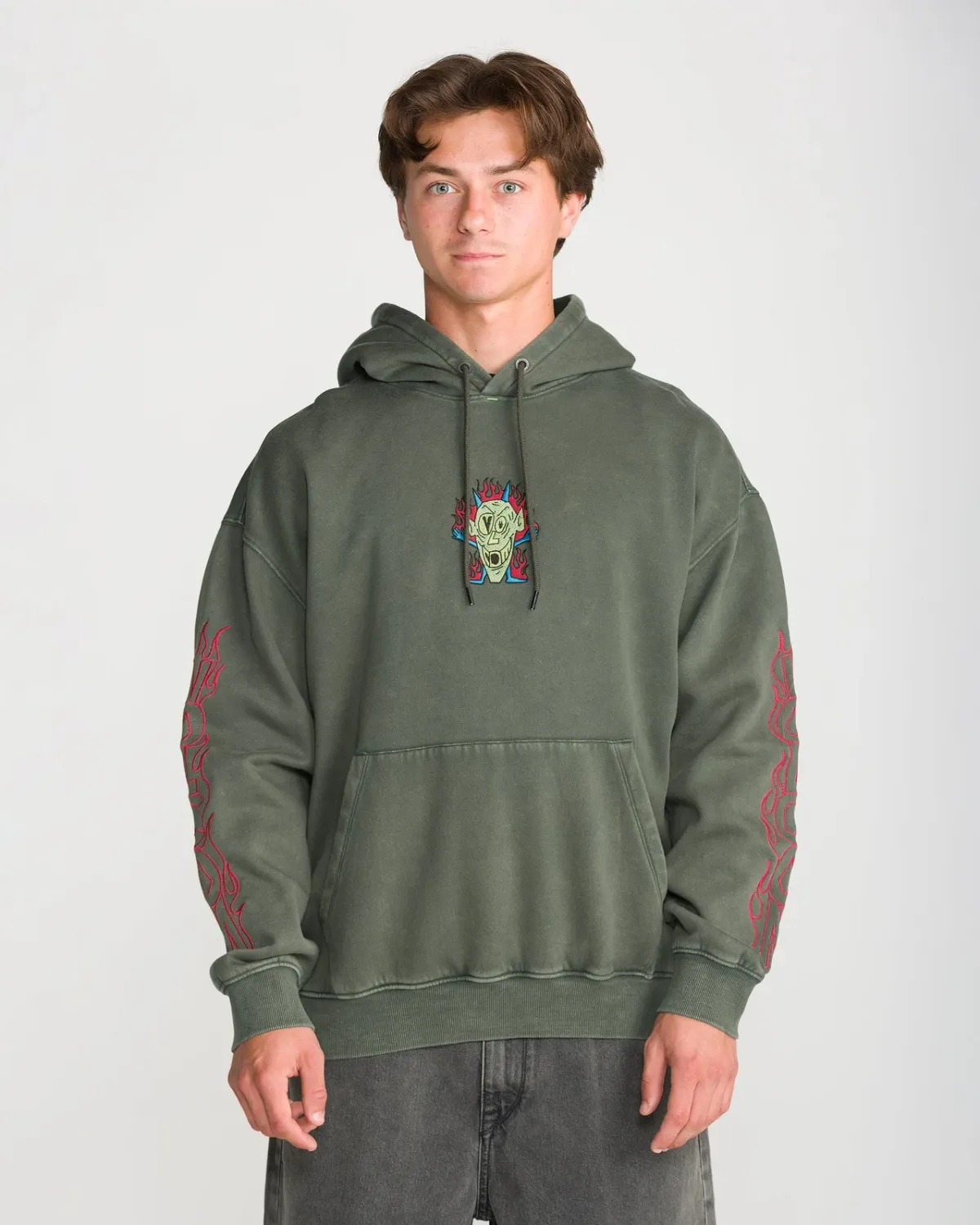 Volcom Men's Featured Artist Casey Jones Pullover Hoodie, Color: Climbing Ivy, Size: S