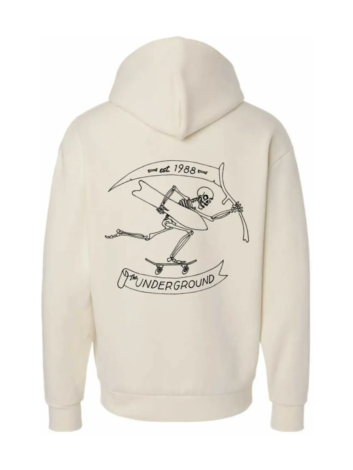 Underground Skate Skelly Hoodie, Color: Bone, Size: S