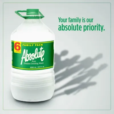 ABSOLUTE 6 Liters - Pure Distilled Drinking Water 3 x 6 Liters - 1 case