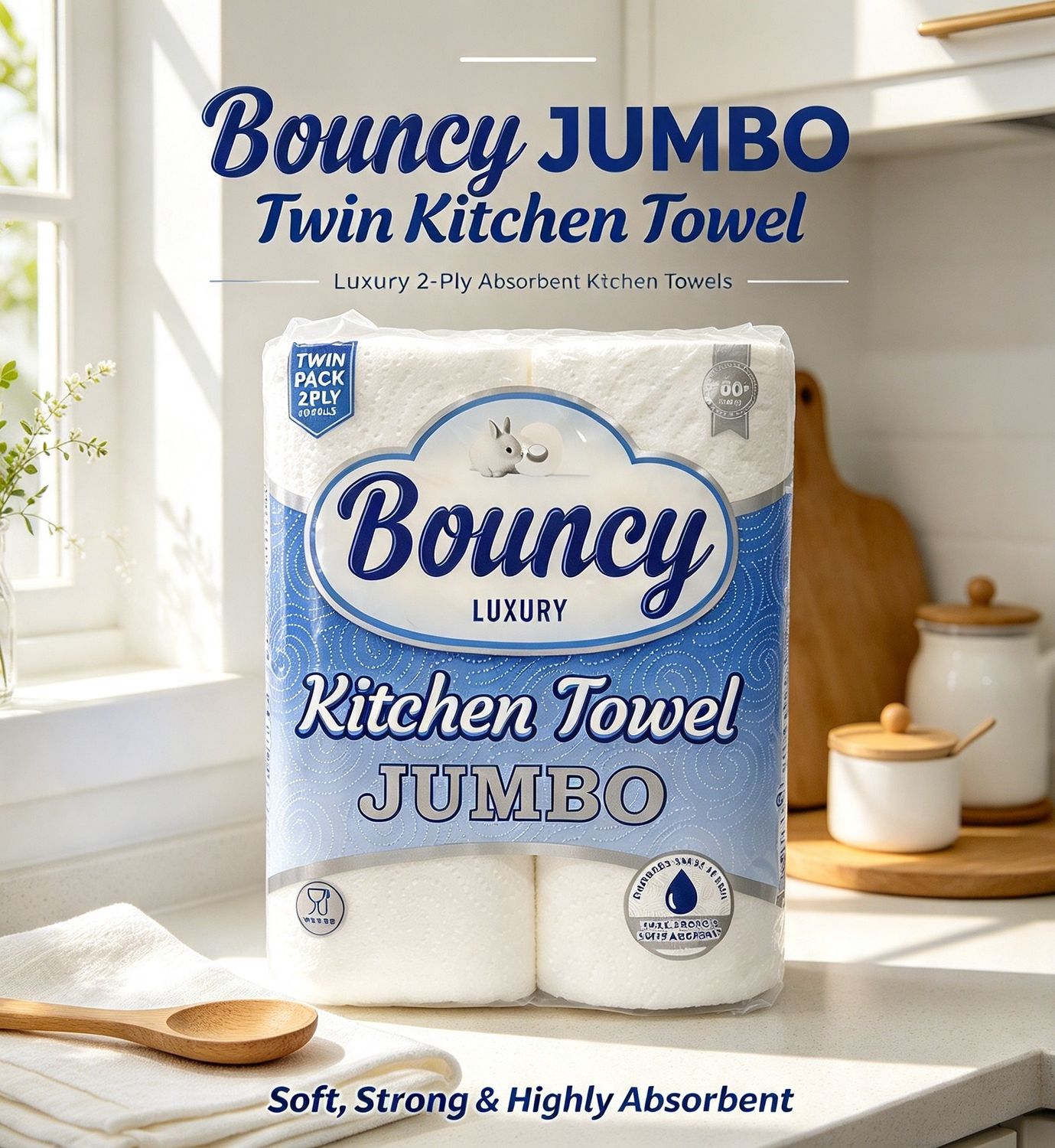 Bouncy JUMBO Twin Kitchen Towel 12/2/70 2 ply