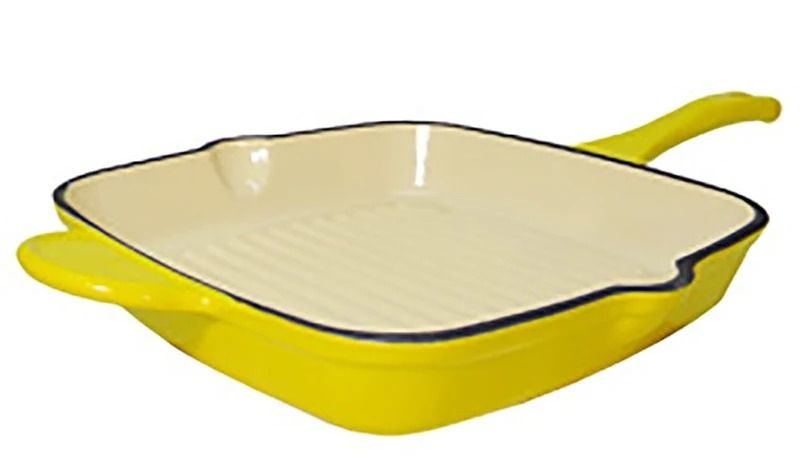Happiness YELLOW ENAMELED CAST IRON GRILL PAN - 39x29x6.5cm/2.36kg