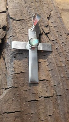 Silver Cross With Gem