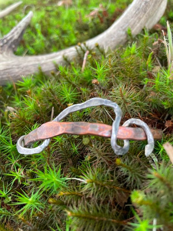 Copper Bracelet With Silver Snake Wrap Copper Bracelet With Silver Snake Wrap
