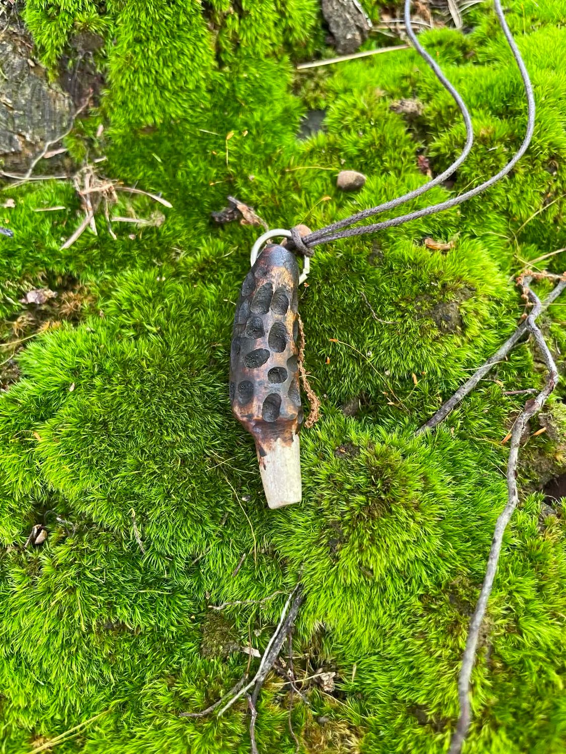 Small Morel Pendant Carved From Antler