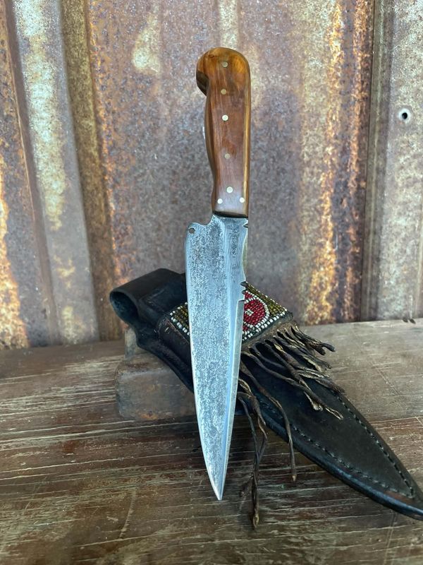 Belduque Knife With Rambutan Handle And Beaded Beaded Sheath