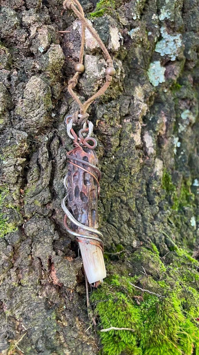 Morel Necklace With Sliver, Copper and Steel