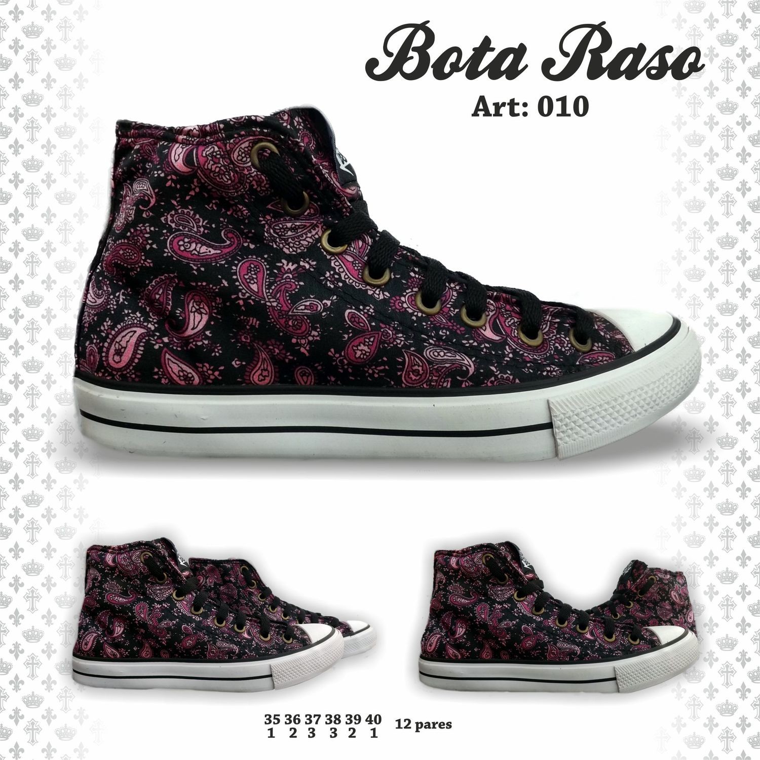 Botita Raso Art.10 Negro / Rosa