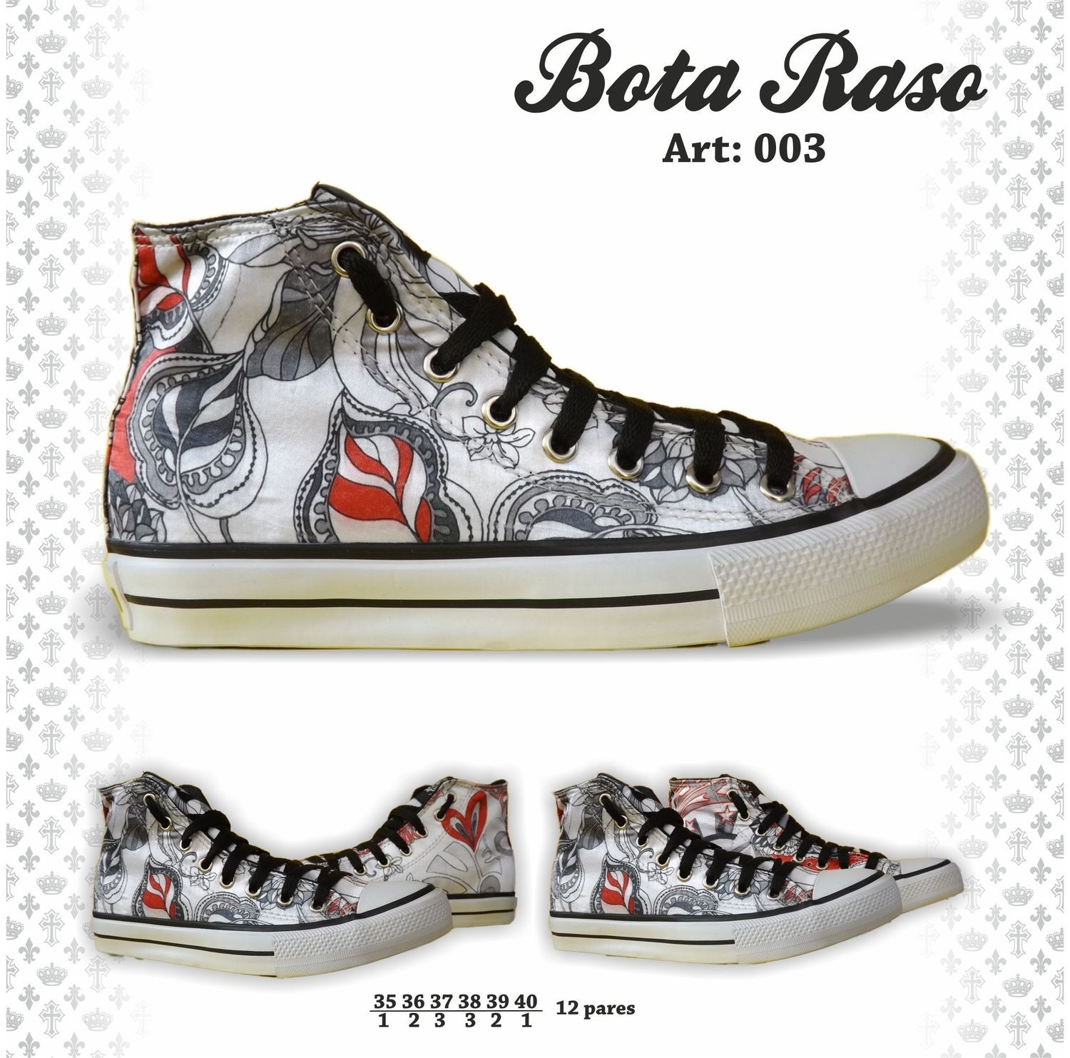 Botita Raso Art.3 Plata / Rojo