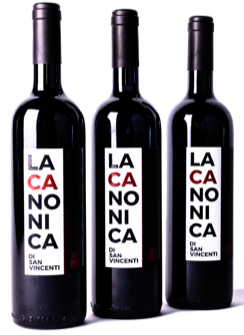 La Canonica di San Vincenti IGT mini vertical with a bottle each of 2017, 2018 and 2019.