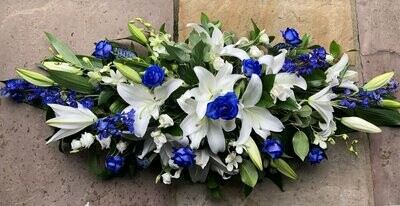 Blue and White coffin spray