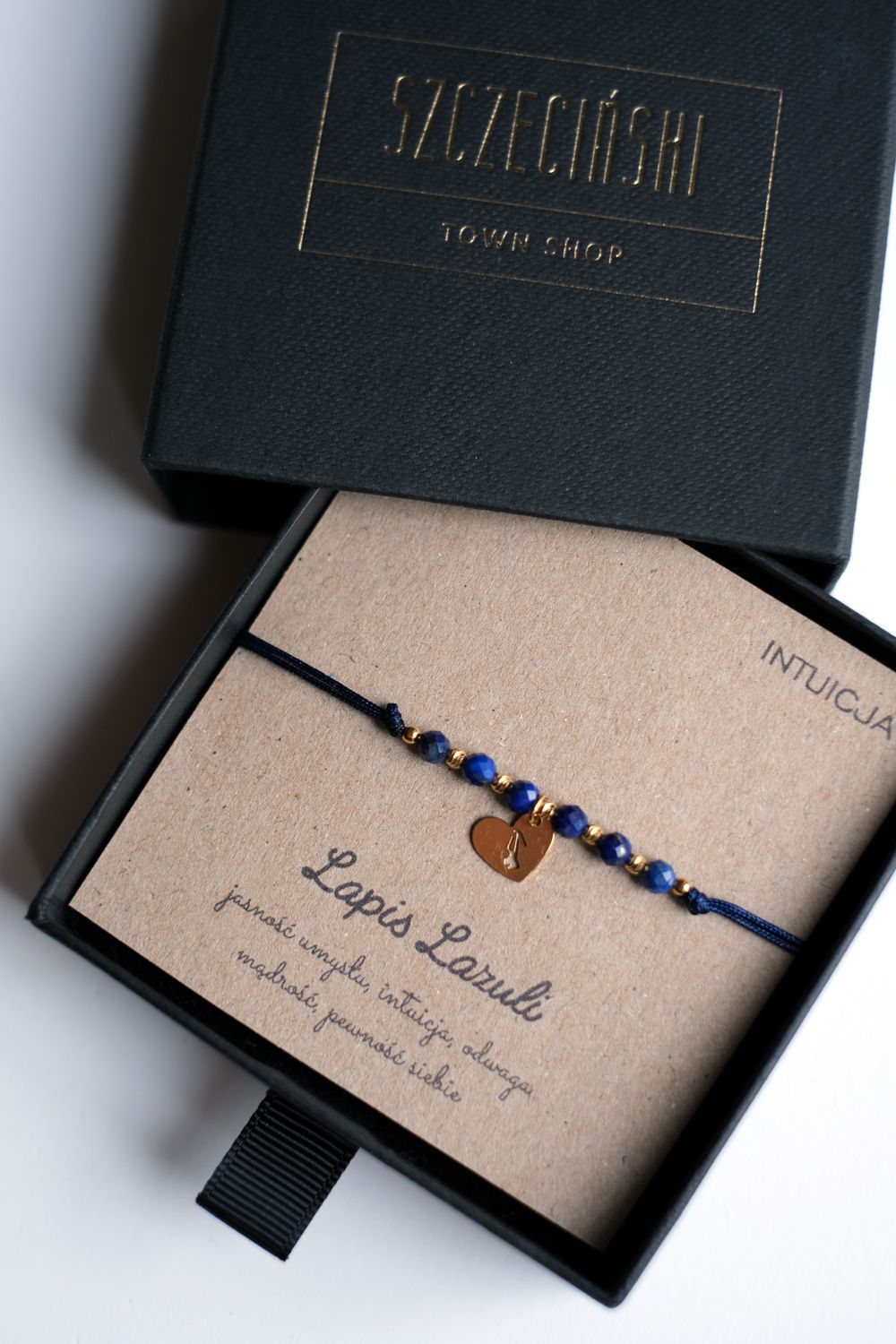 BRANSOLETKA ZŁOTA DŹWIG (LAPIS LAZULI)