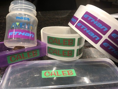 60 Personalised waterproof name labels 15x50mm - Commercial Quality