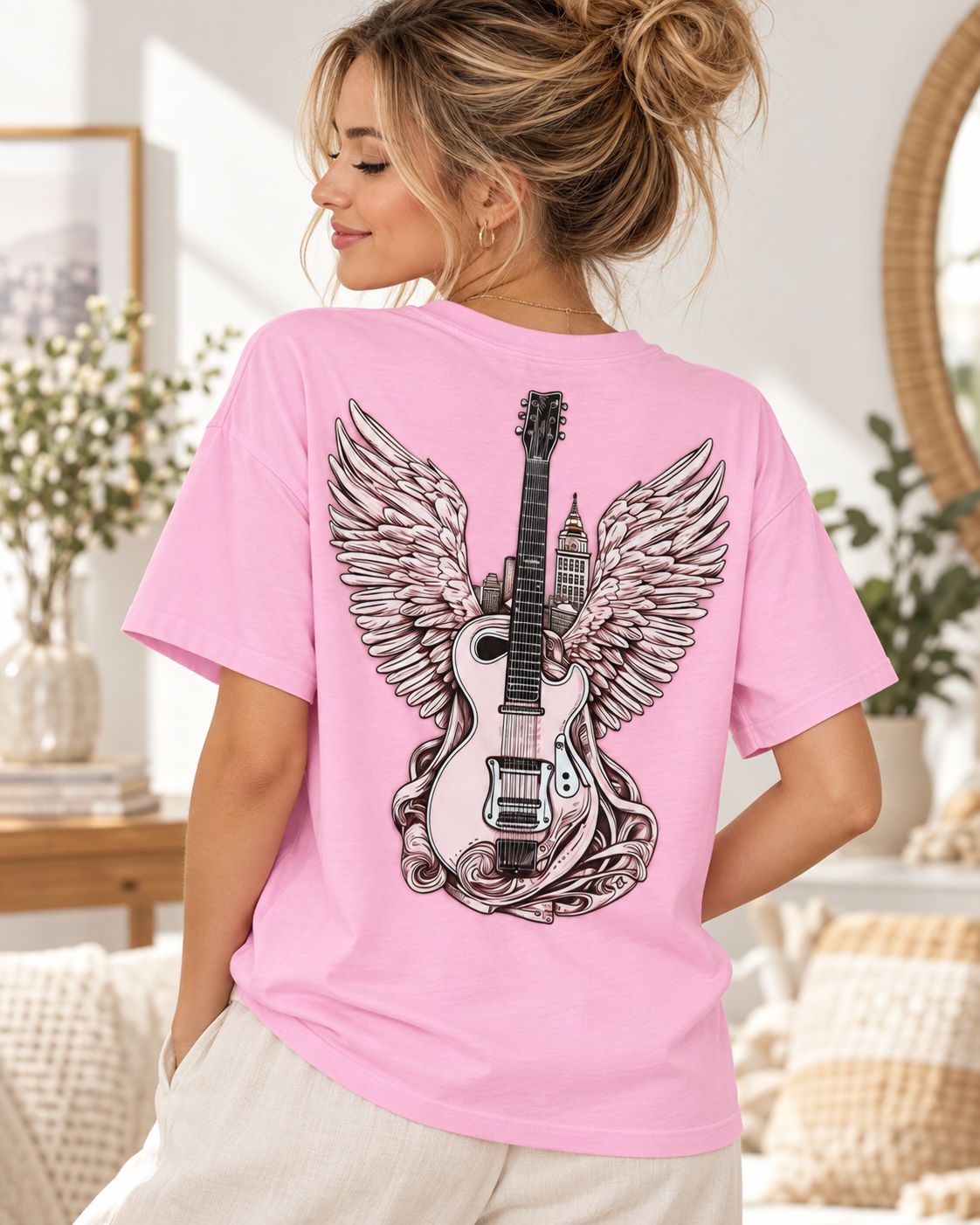 T-Shirt Unisex Winged Guitar Design – Rock Music Tee