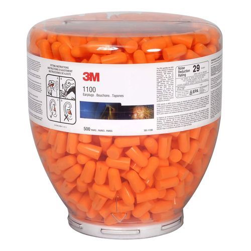 3M™ TAPERED POLYURETHANE UNCORDED EARPLUGS/REFILL CONTAINER