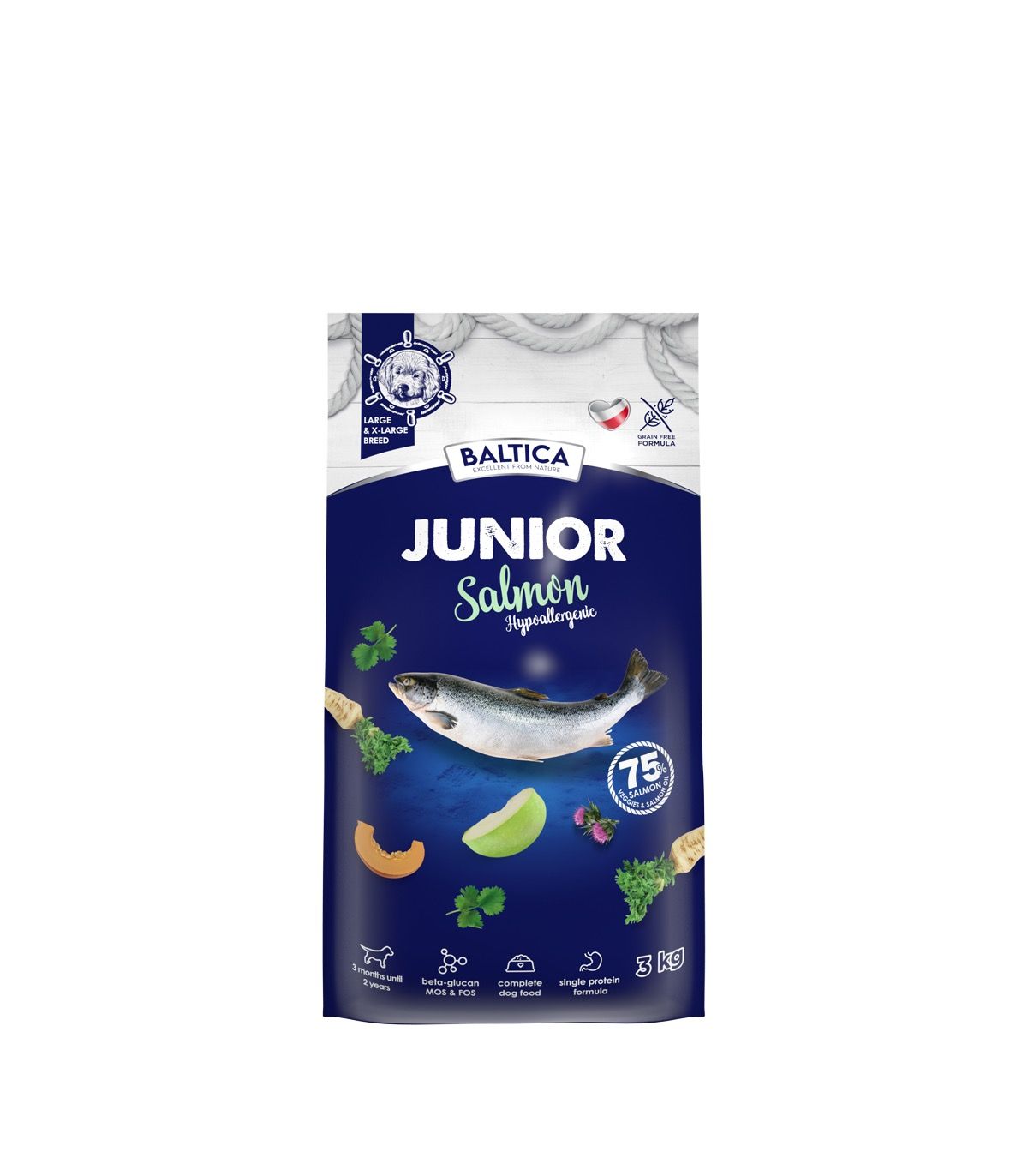 BALTICA EXCELLENT - JUNIOR Łosoś dla szczeniąt ras dużych i olbrzymich 3KG