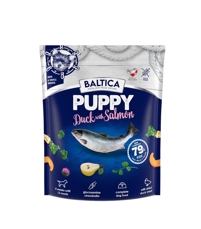 BALTICA EXCELLENT - Kaczka z łososiem dla szczeniąt dla ras małych i miniaturowych 1KG