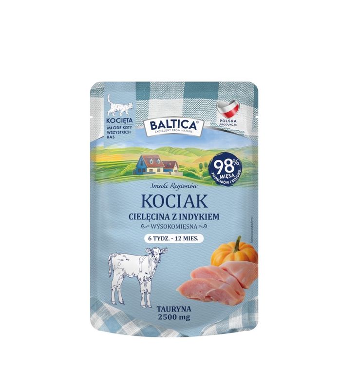 BALTICA SMAKI REGIONÓW - Karma mokra dla kociąt Cielęcina z Indykiem 100g