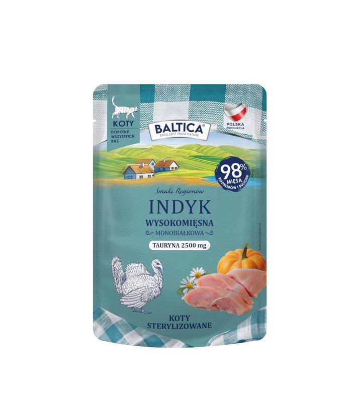 BALTICA SMAKI REGIONÓW - Karma mokra dla kota Indyk Monoproteina 100g