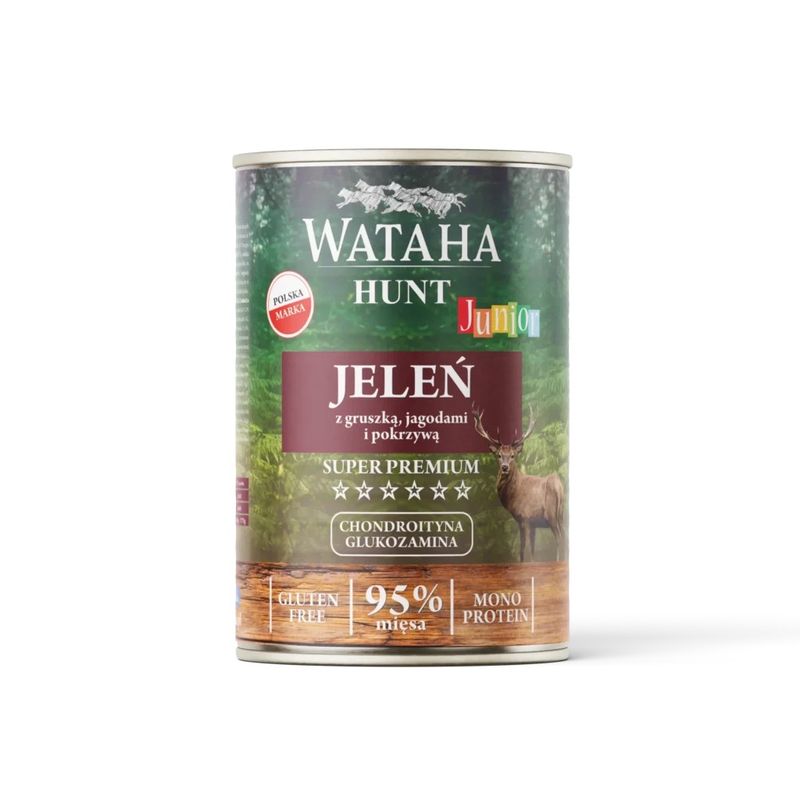 WATAHA HUNT Junior Jeleń z gruszką, jagodami i pokrzywą 400g