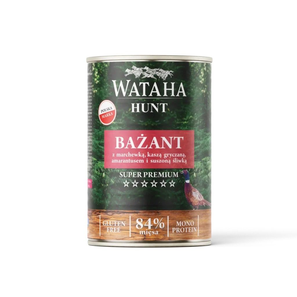 WATAHA HUNT Karma Mokra Bażant z marchewką, kaszą gryczaną i śliwką 400g