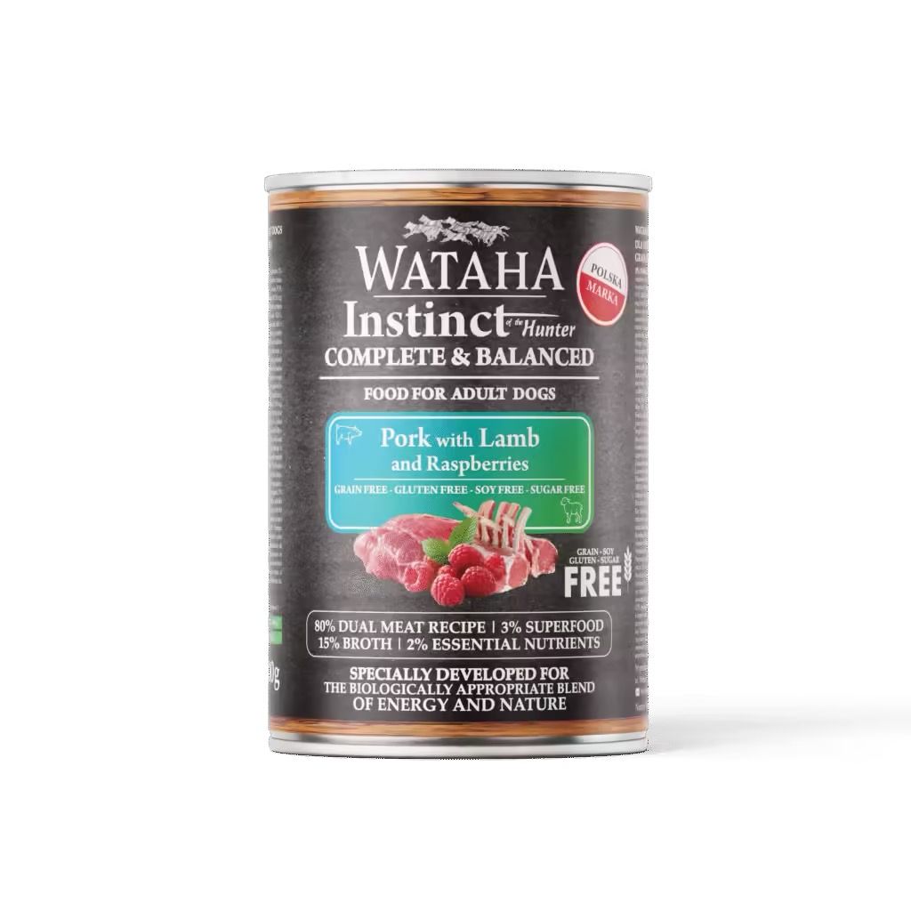 WATAHA INSTINCT Karma Mokra Wieprzowina z jagnięciną i malinami 400g