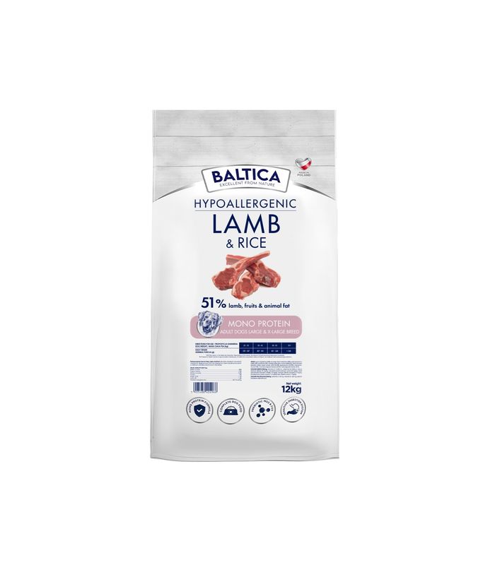 BALTICA NUTRACEUTIC - Jagnięcina z ryżem dla ras dużych i olbrzymich karma 12kg