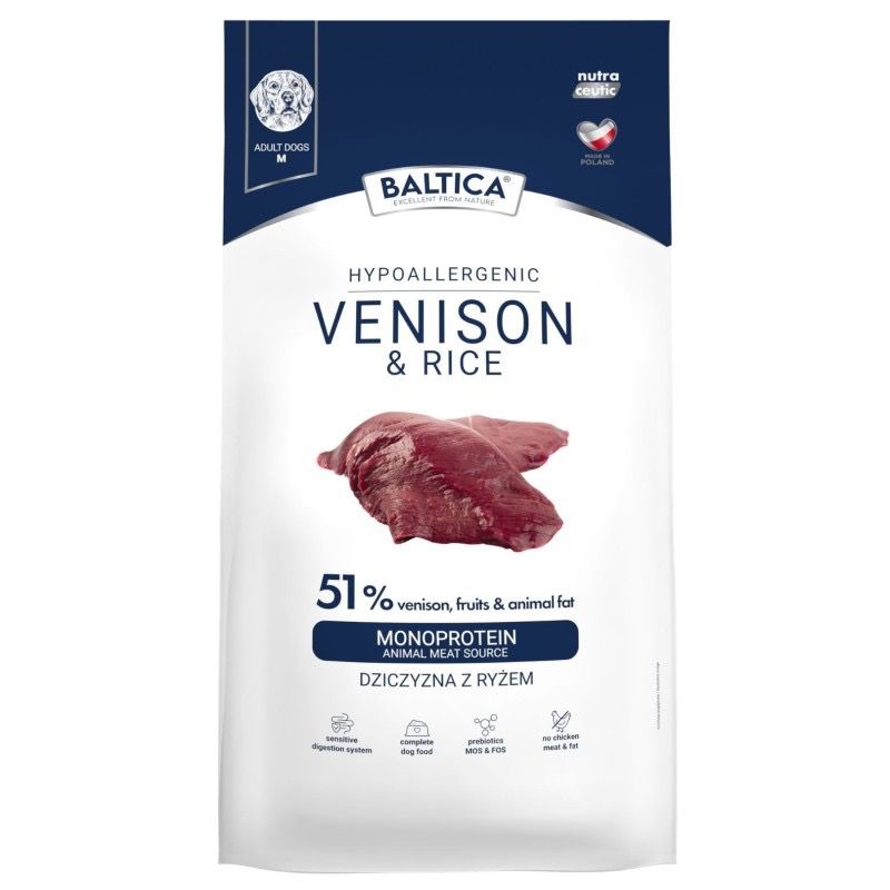 BALTICA NUTRACEUTIC -Dziczyzna z ryżem dla ras średnich karma 12kg