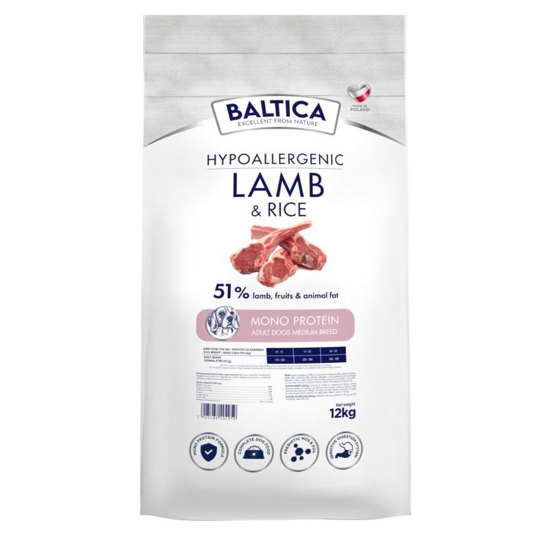 BALTICA NUTRACEUTIC  Jagnięcina ryżem dla ras M 12kg