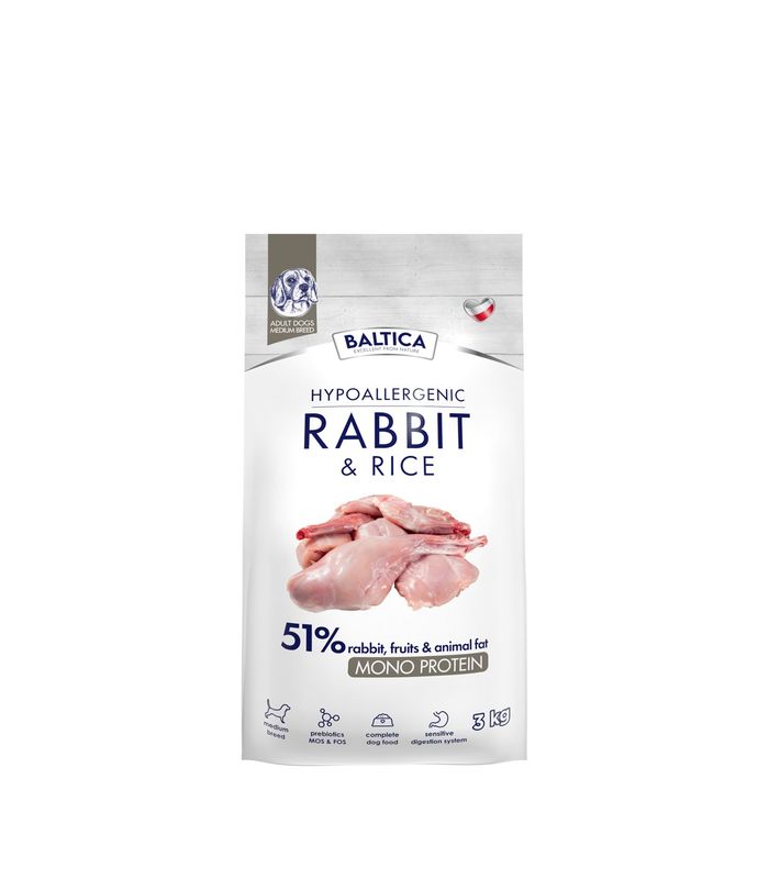 BALTICA NUTRACEUTIC - Królik z ryżem dla ras średnich karma 3kg