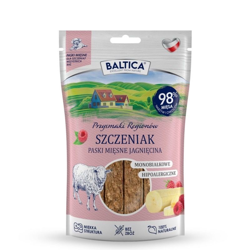 BALTICA SMAKI REGIONÓW - Mięsne paski dla szczeniąt jagnięcina 90g
