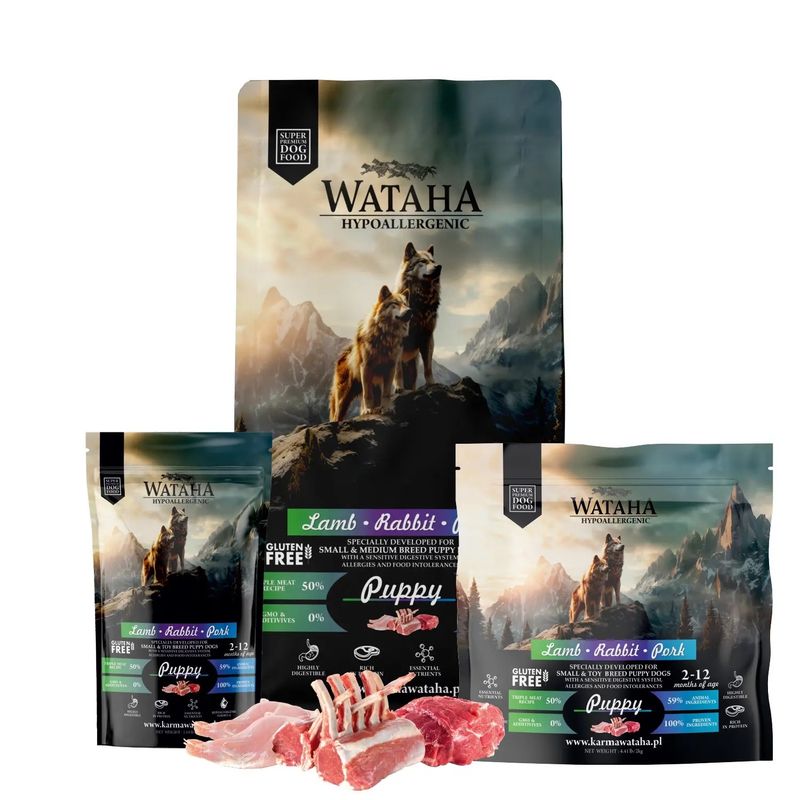 WATAHA Hypoallergenic – Sucha Karma dla Szczeniąt małych i średnich ras 500g